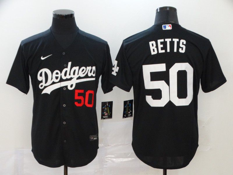 Men Los Angeles Dodgers 50 Betts Black Nike Game MLB Jerseys